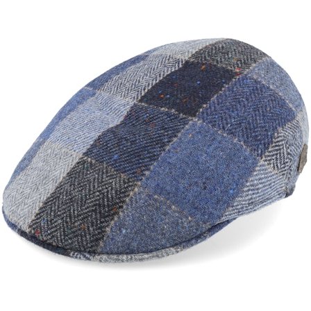 MJM Hats - Blå flatcap Kasket - Country Virgin Wool Blue Check Flatcap @ Hatstore