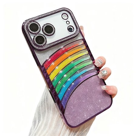 ING Sopii iPhone 17 -sarjan matkapuhelinkotelolle, galvanoidut strassit, värikäs juoksuhiekka matkapuhelinkotelo (iPhone 17)