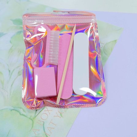 Nyt transportabelt neglekunstsæt - Neglefil, poleringsstrimmel, hornbørste, neglebåndsfjerner værktøjssæt