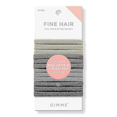 Gimme beauty fine hair multi-farvede neutrale elastikker, 12 stk