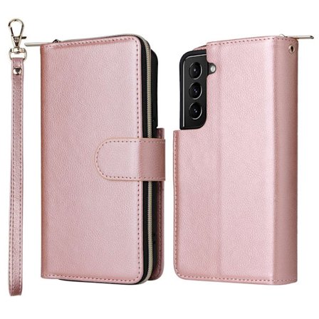 Zipper Magnet Leather Wallet Samsung Galaxy S23 Roséguld