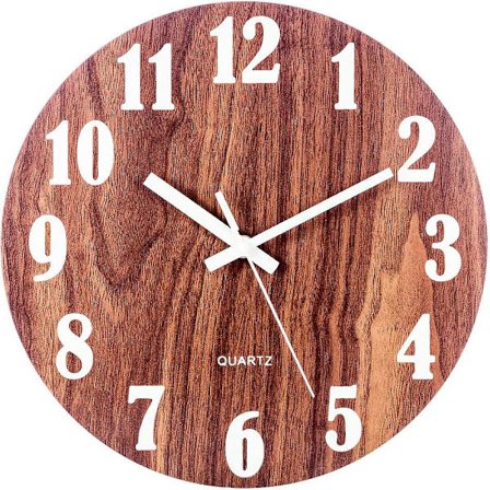 Lysende Væg ur med Træstruktur, Moderne Dekorativt Lydløst Væg ur, Stor Skive med 30 cm