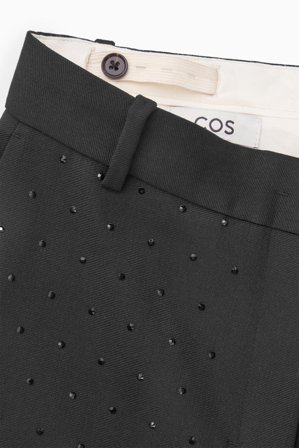 COS Women's Pantaloni In Misto Lana Con Strass in Nero