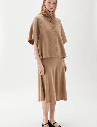 BUSNEL Lisalou Cableknit Collar Cape - Brown - L