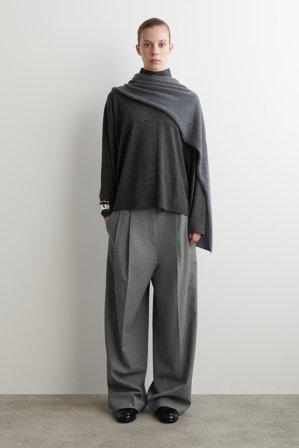 COS Women's Merino Wool Turtleneck Jumper in Grey