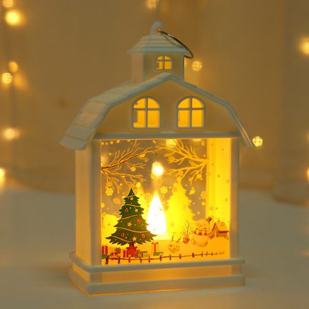Juldekoration Kreativ Hus Stormlykta Led Bärbar Liten Nattlampa Atmosfärslampa Fönsterdekoration