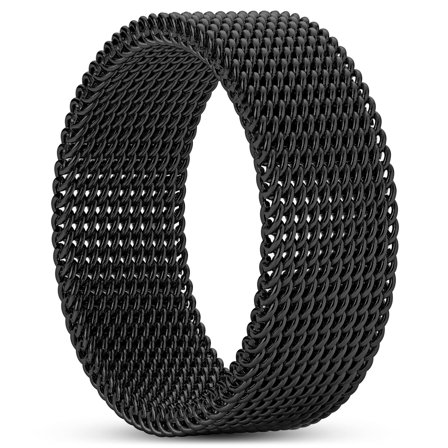 Sentio | Anello flessibile a maglie di acciaio inossidabile nero per uomini - Anelli in acciaio