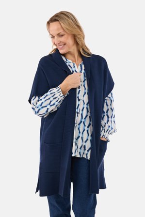 SIGNATURE - Strik Vest - Navy - Åben Front