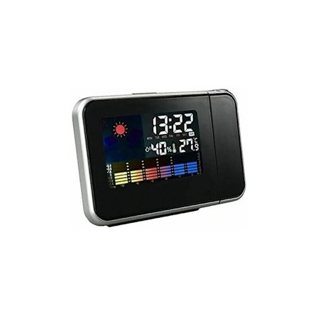 Pöytäkello Digitaalinen Herätyskello Kattoprojektorilla Projektori Herätyskello Lämpömittari Aika Päivämäärä (Musta)
