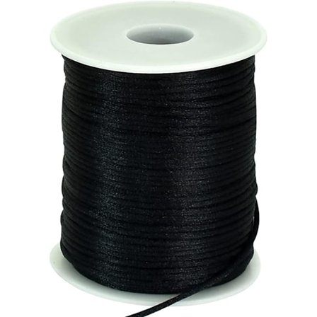 80m/spole 2mm sort satin sort nylon snor til armbåndsfremstilling, J