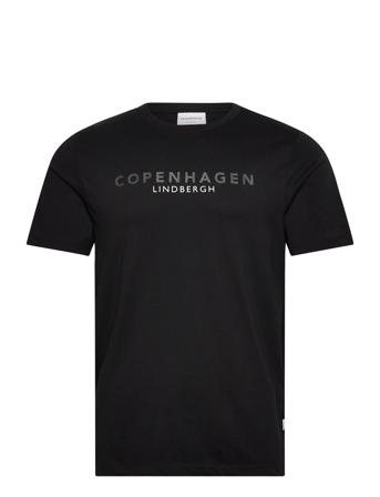 Copenhagen Print Tee S/S Tops T-shirts Short-sleeved Black Lindbergh