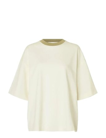Slfcolwoman 2/4 Over D Contrast Tee Cream Selected