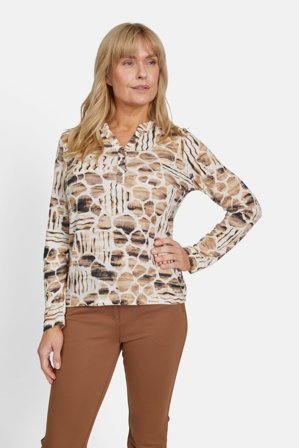 SIGNATURE - Langærmet T-shirt - Beige Mix - Mønstret