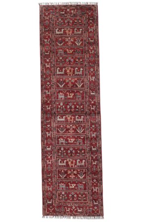 Shabargan Rug 83X294 Runner Dark Red/Black Wool, Afghanistan