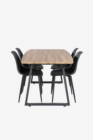 Venture Home - Ruokailuryhmä Inca ja ruokapöydän tuolit Polar, 4 kpl - Ruskea - Ruokailuryhmät - - Homeroom