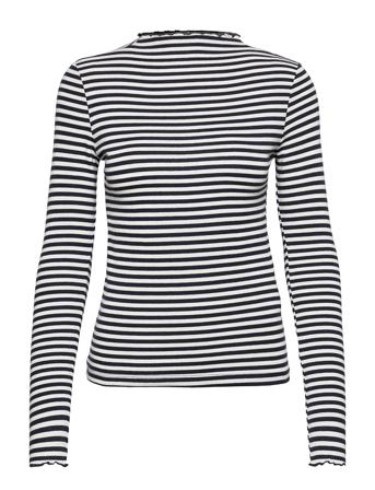 Vmvio L/S High Neck Strip Blouse Black Vero Moda
