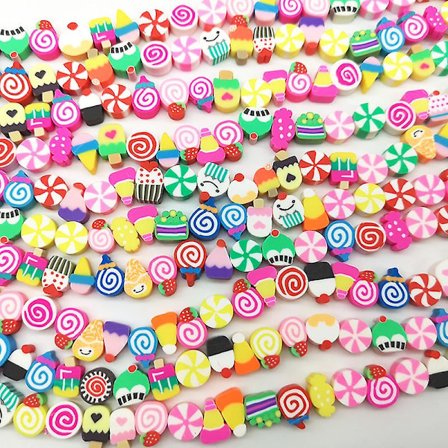 300 stk. Polymer Clay Perler Håndlavede Frugt Tema Løse Afstandsperler Til Armbånd Smykkefremstilling(Slik)