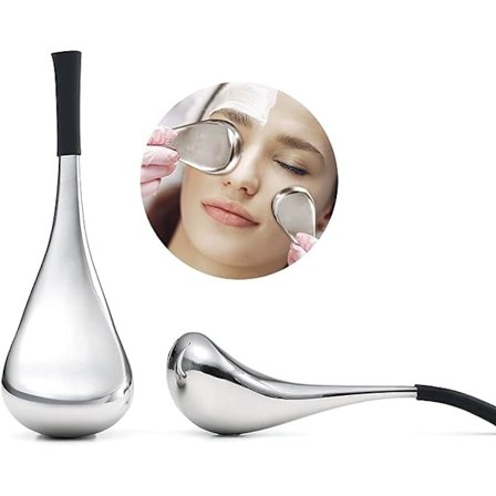 Cryo-pinnar, ansiktsmassage i rostfritt stål, kylglober, kylvalsverktyg, kallt för nacke, ögon, anti-puff, anti-aging-behandlingsstavar (svart)