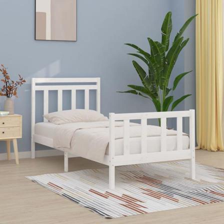 Vidaxl Sängram Vit Massiv Furu 100x200 Cm Vit