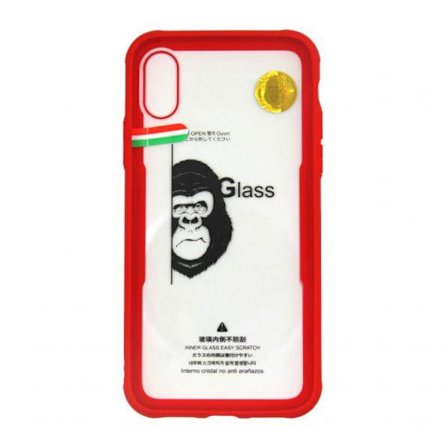 Skal Med Härdat Glas iPhone X/XS - Röd