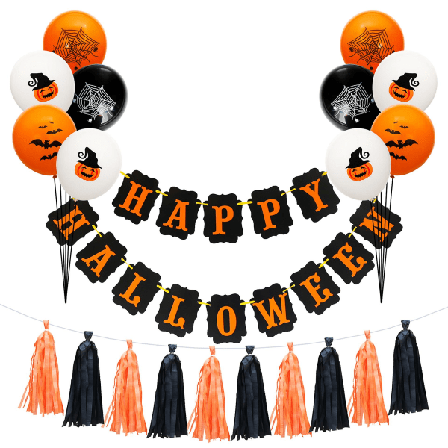 Happy Halloween Ballonger Banner Dörrhängande (12 Delar)