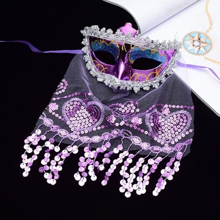 Kostym slöja mask sexig dam bal diamant venetiansk mask bröllop