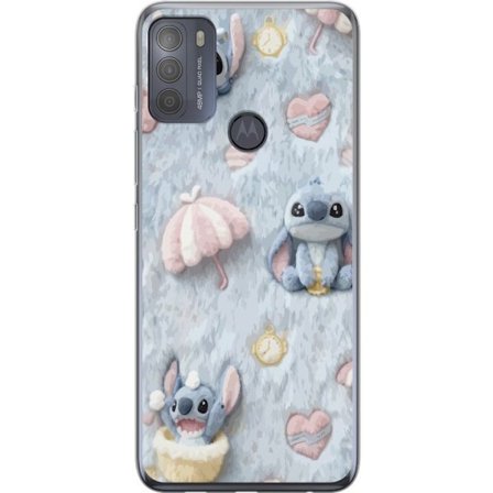 Yhteensopiva Puhelinkuori Motorola Moto G50 Pisto kuvioita sydämillä, sateenvarjoilla ja pastellin värisellä pehmeällä taustalla