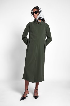 Hornstull Matte Long Raincoat Green