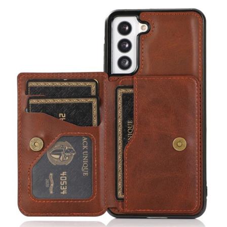 Skalo Samsung S21 Fe Pu Läder Skal Med Plånbok - Brun Brun