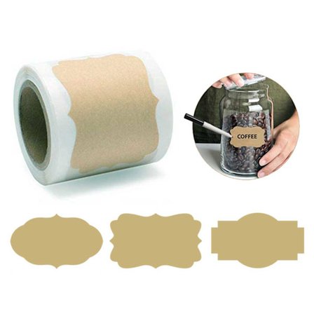 250st Kraftpapper Etiketter för Burkar, Presenter + Penna