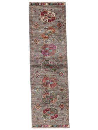 Shabargan Matta Modern Hallmatta Brun/Mörkröd (Ull, Afghanistan)