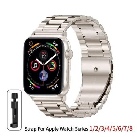 Rostfritt stålarmband för Apple Watch Band 45mm Ultra 49mm 41mm 40mm 44mm klocka Metallarmband för Iwatch Series 9 8 7 6 5 Starlight