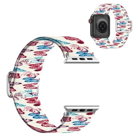 Apple Watch Series 6 / 5 44mm joustava nailonkuvioinen kellonauha - Perhonen