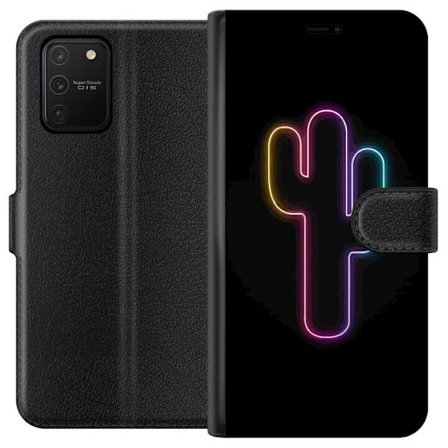 Yhteensopiva Lompakkokotelo Samsung Samsung Galaxy S10 Lite Neonpiirros kaktuksista vaaleanpunaisessa ja sinisessä valossa tummaa taustaa vasten