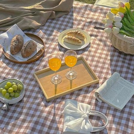 Stort 203 x 152 cm strandtæppe, udendørs picnictæpper, foldbart og let (brun)