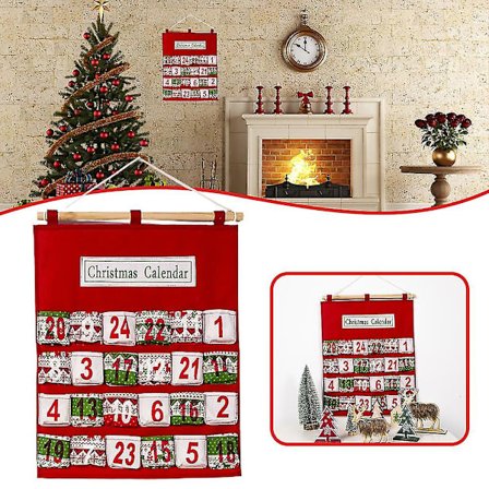 24-lommers Julekalender Veggoppheng for Godteri og Dekor