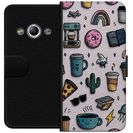 Yhteensopiva Lompakkokotelo Samsung Galaxy Xcover 3 Värikäs kahvi ja donitsi kuvio leikkisä pop design sateenkaari teemalla makea energia kahvin ys