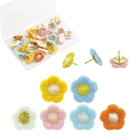 30 stk blomster trykknapper, blomster tommelknapper dekorative knapper og trykknapper korktavle knapper for bilder veggtegning papirbulletin (lyse 