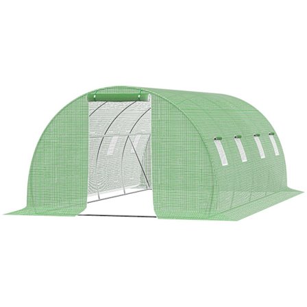 Film Drivhus Walk-In Polytunnel 6 X 3 M Drivhus Med 8 Vinduer Drivhus Frostsikring Stålrør Mørkegrøn