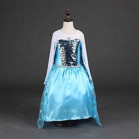 Barn Flickor Frozen Elsa Paljetter Satin Fancy Dress Gradient Sleeve Tyll Dress