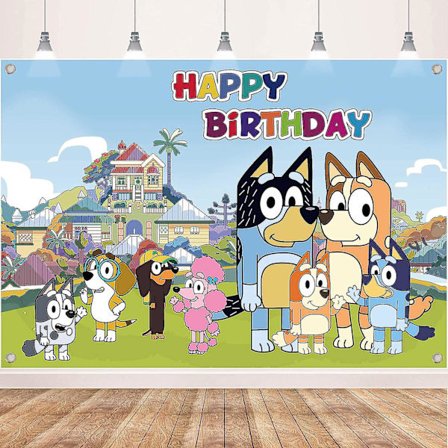2 st Blå Hund Födelsedagsfest Dekorationer Blå Hund Grattis på Födelsedagen Banner Bakgrund För Barnfest Dekor 125x80cm Bakgrund