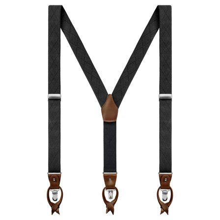 Vexel | Bretelle nere con motivo a rombi per uomini - Bretelle con clip