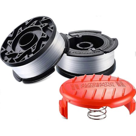 Automatisk matningsersättningsspole, inklusive 2-pack ersättningsspolar (10 m 1,65 mm) och lock kompatibelt med Black and Decker Af-100 (3 st)