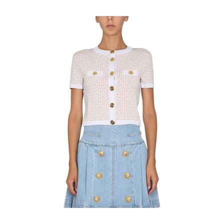 Balmain, Cardigans Biały, Kobieta, Rozmiar: L