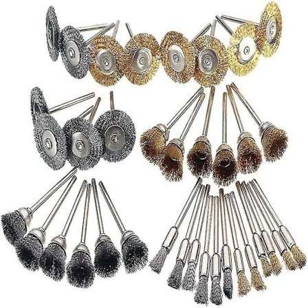 36-pak slibeskiver børster Dremel roterende værktøj messingbelagte stålbørster - Perfekt