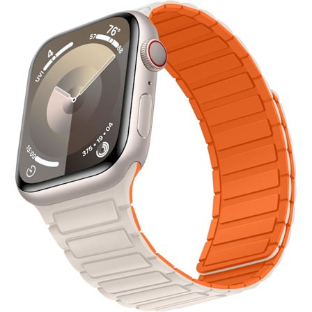 Magnetiske klokkereimer kompatible med Apple Watch-reim Myk silikon erstatningsreim designet for iWatch Starlight Orange 42/44/45/49mm
