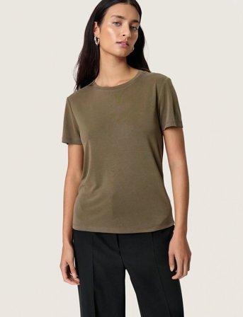 Soaked in Luxury Slcolumbine Crew-Neck T-Shirt Ss - Brown - XS