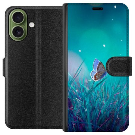 Kompatibel Tegnebogsetui til Apple Apple iPhone 17 Blå sommerfugl