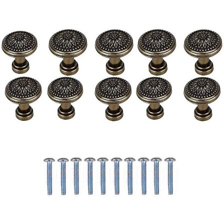 10 Pakke Antik Blomster Rund Håndtak Kjøkken Skap Skap Dør Skuff Trekk Knott Med Skruer 25 X
