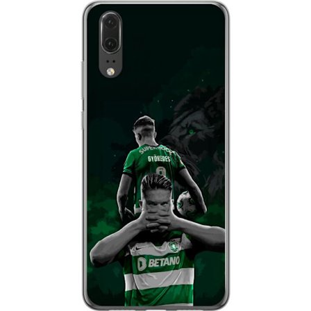 Yhteensopiva Puhelinkuori Huawei P20 Neonmotiivi, jossa teksti "Gaming is in my DNA" sinisenä ja punaisena tiiliseinällä, jossa loistava DNA-spiraali.